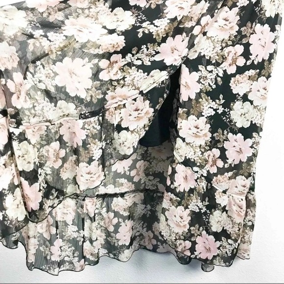 Band of Gypsies Women's Floral V-Neck Midi Dress Black Pink - Picture 10 of 14